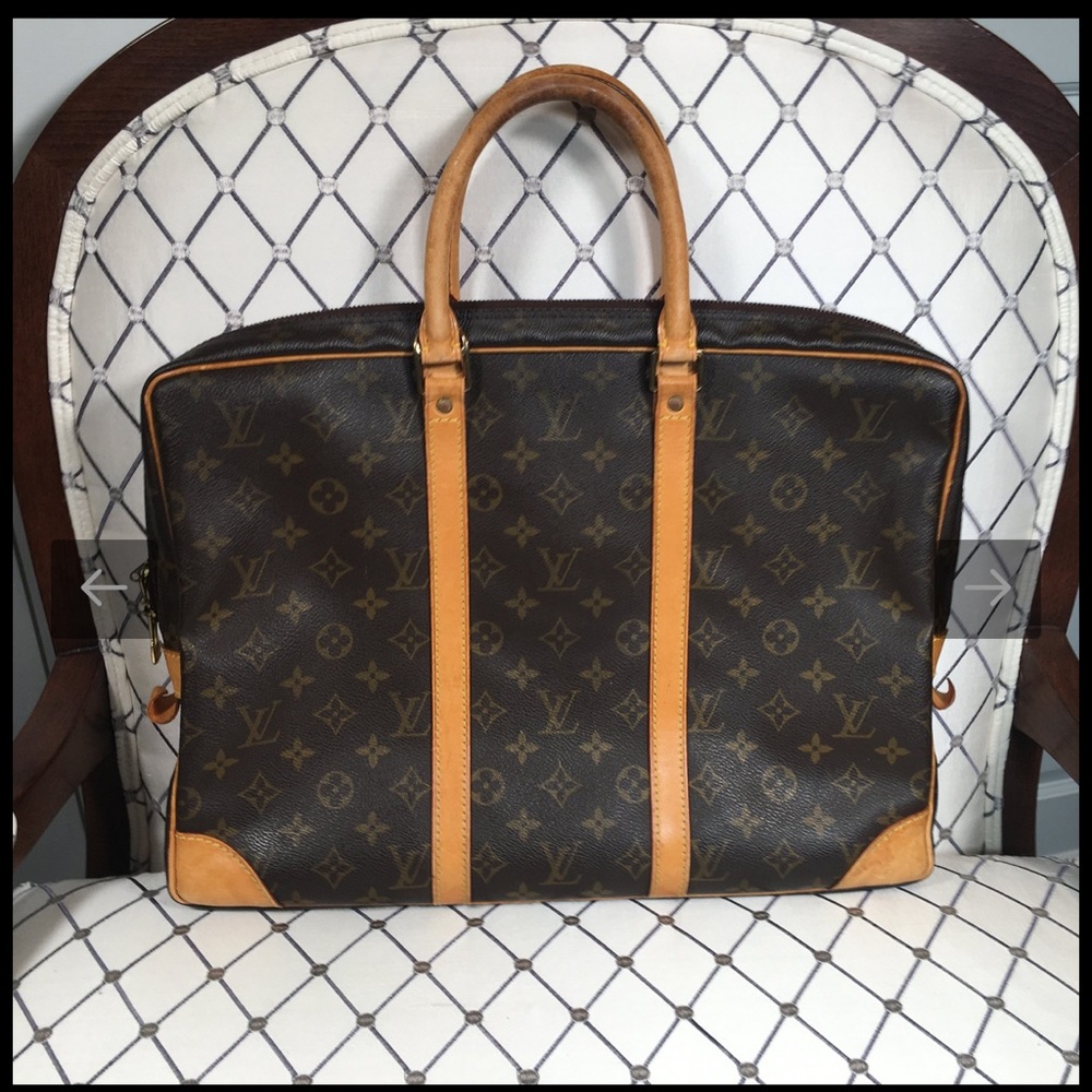 Spectacular Genuine LOUIS VUITTON Unisex Briefcase with Vachetta Leather Trim